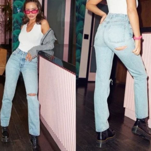 Revice Ex Boyfriend High Waisted Distressed Cheeky Mom Jeans Sz 31 - Picture 4 of 12